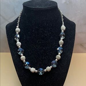 Modern Monet Silver and Blue Beaded Necklace